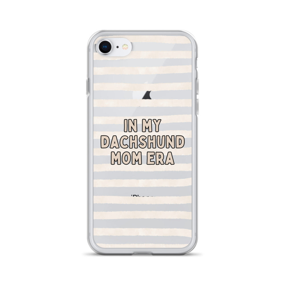 In My Dachshund Mom Striped Beige Clear Case for iPhone®