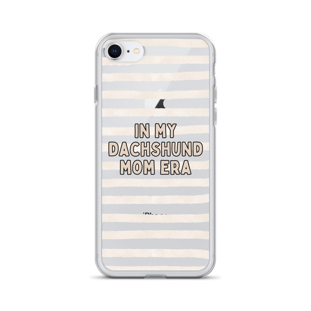 In My Dachshund Mom Striped Beige Clear Case for iPhone®