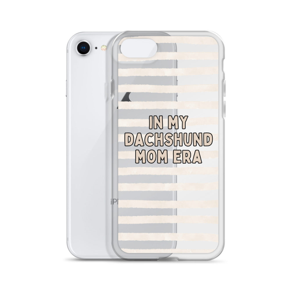 In My Dachshund Mom Striped Beige Clear Case for iPhone®