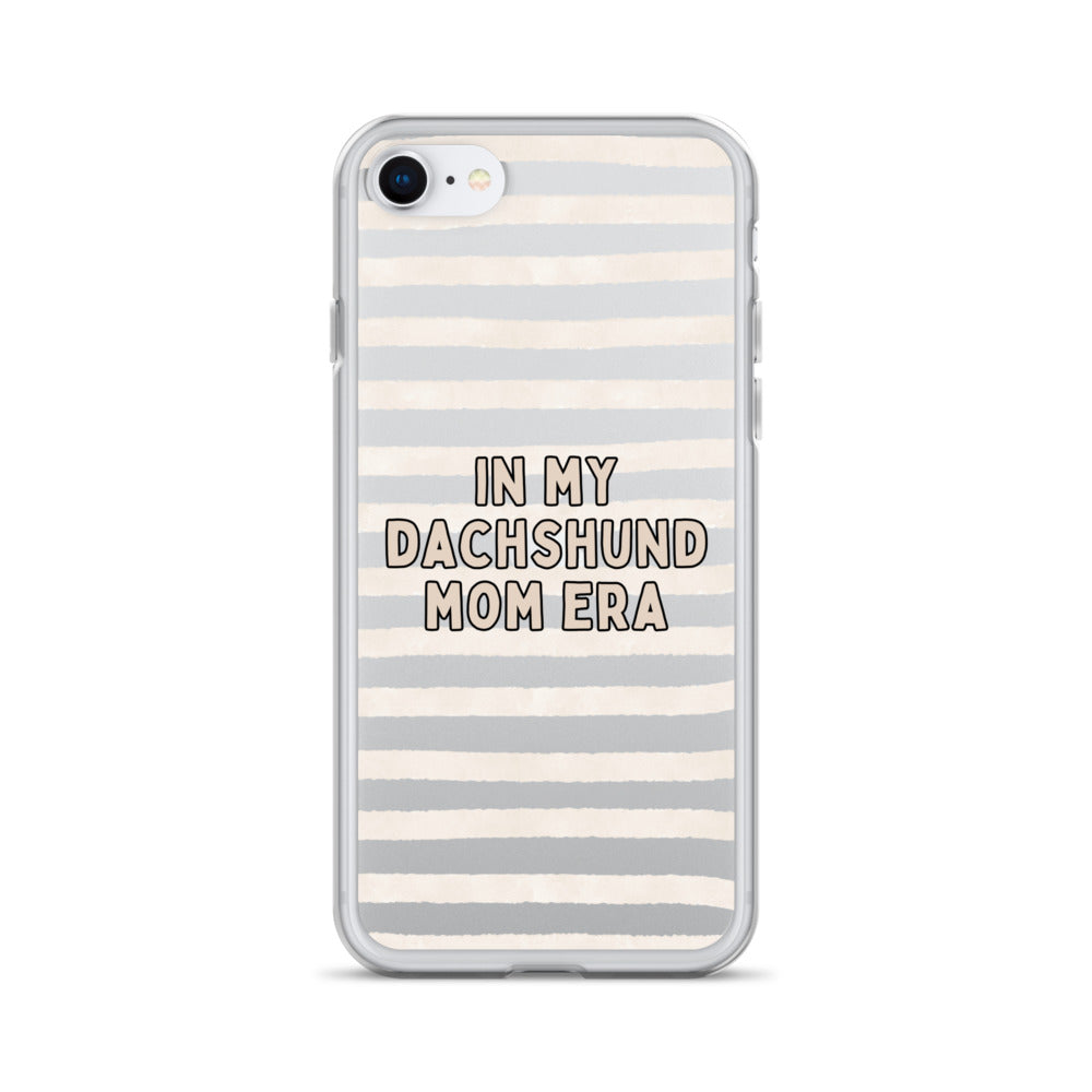 In My Dachshund Mom Striped Beige Clear Case for iPhone®