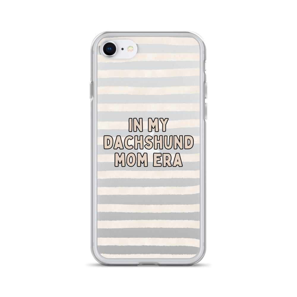 In My Dachshund Mom Striped Beige Clear Case for iPhone®