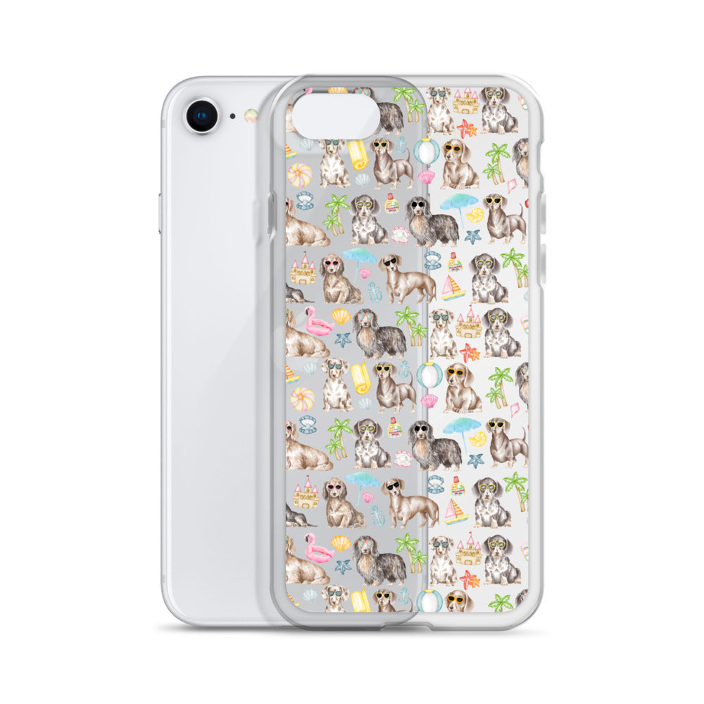 Dachshund Medley Beach Party Clear Case for iPhone®