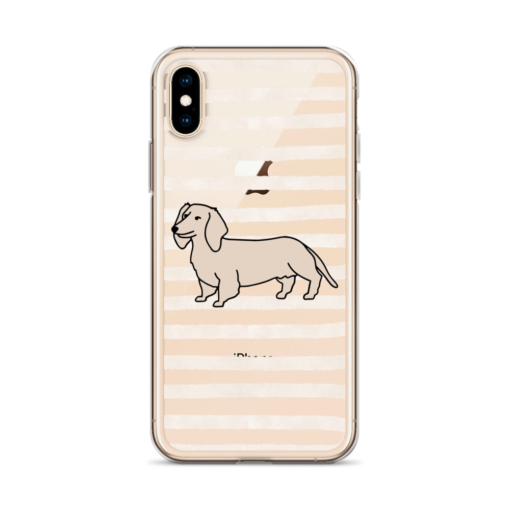 Dachshund Outline Striped Beige Clear Case for iPhone®