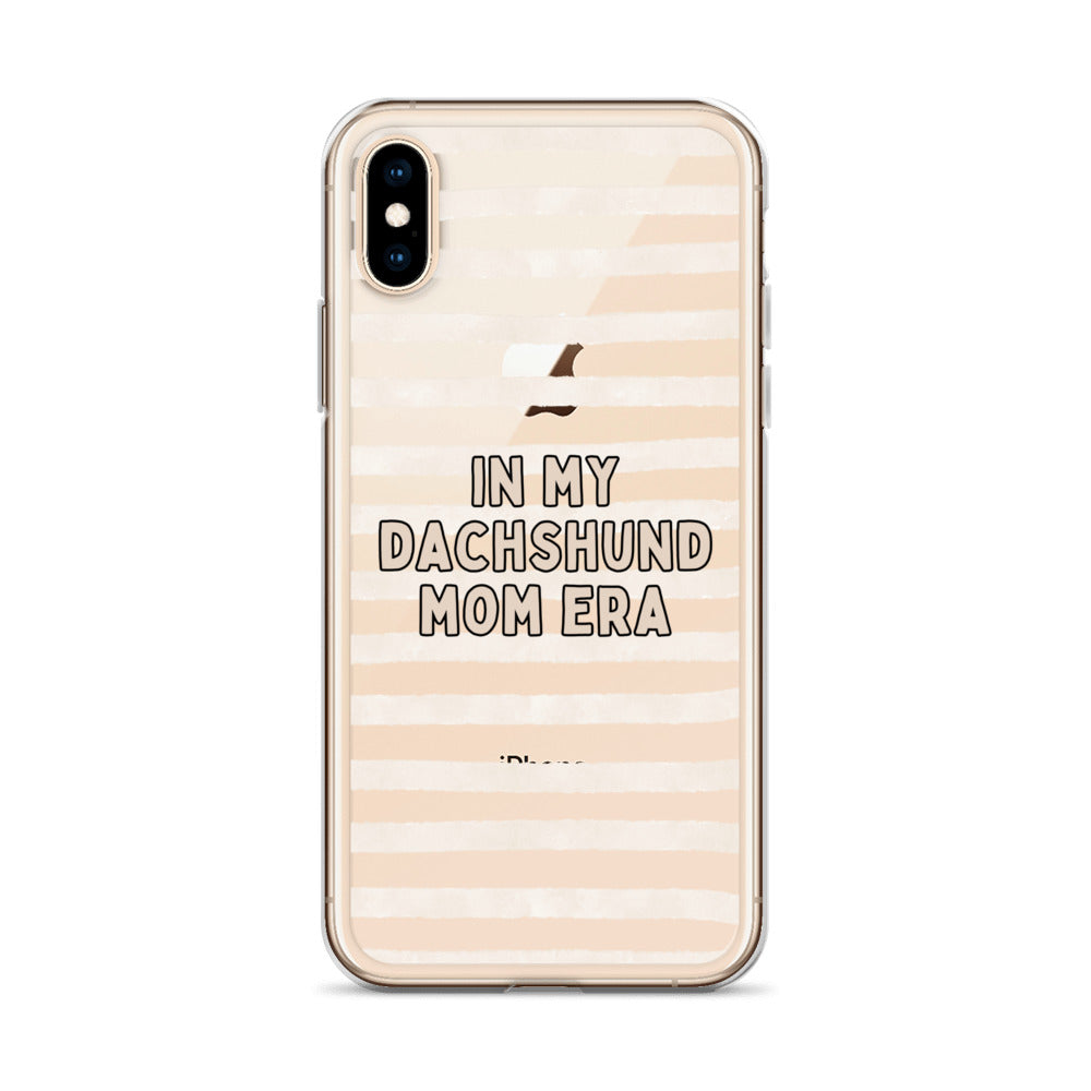 In My Dachshund Mom Striped Beige Clear Case for iPhone®