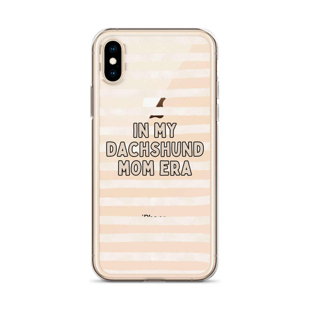 In My Dachshund Mom Striped Beige Clear Case for iPhone®