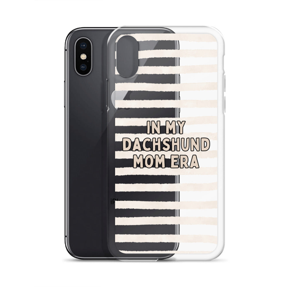 In My Dachshund Mom Striped Beige Clear Case for iPhone®