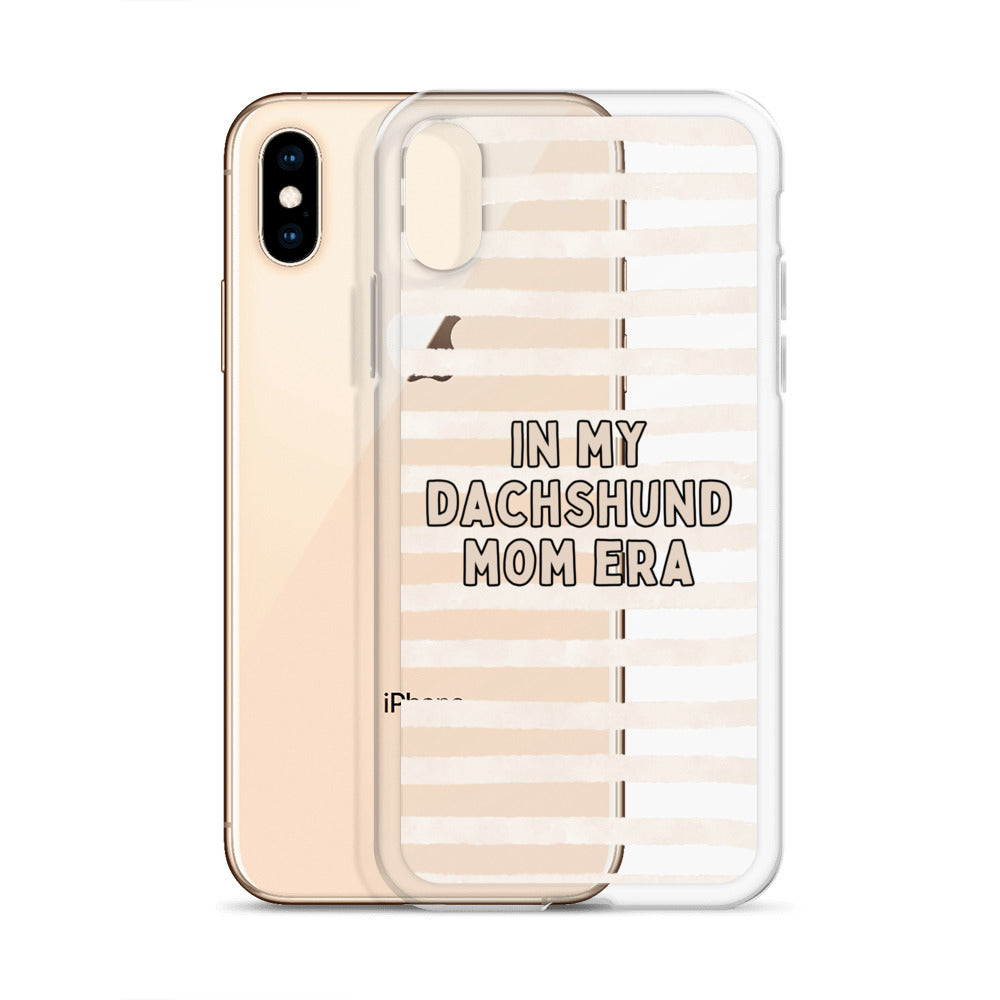 In My Dachshund Mom Striped Beige Clear Case for iPhone®