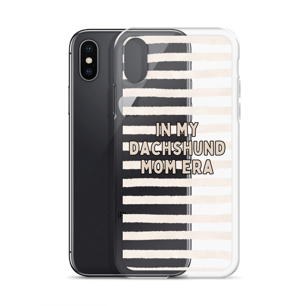 In My Dachshund Mom Striped Beige Clear Case for iPhone®