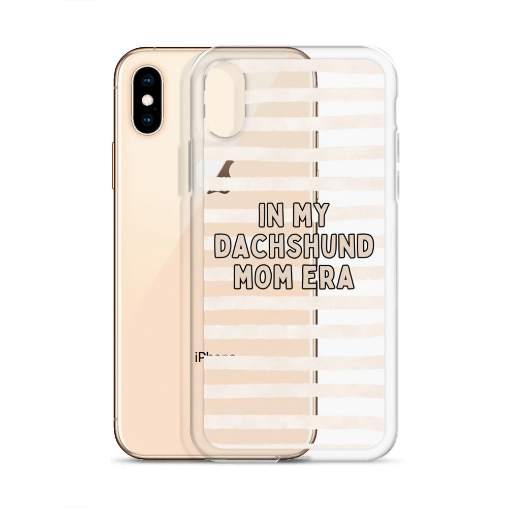 In My Dachshund Mom Striped Beige Clear Case for iPhone®