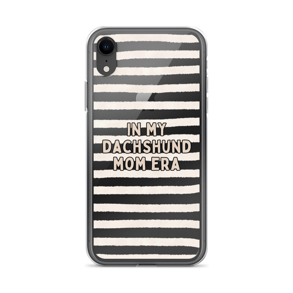 In My Dachshund Mom Striped Beige Clear Case for iPhone®