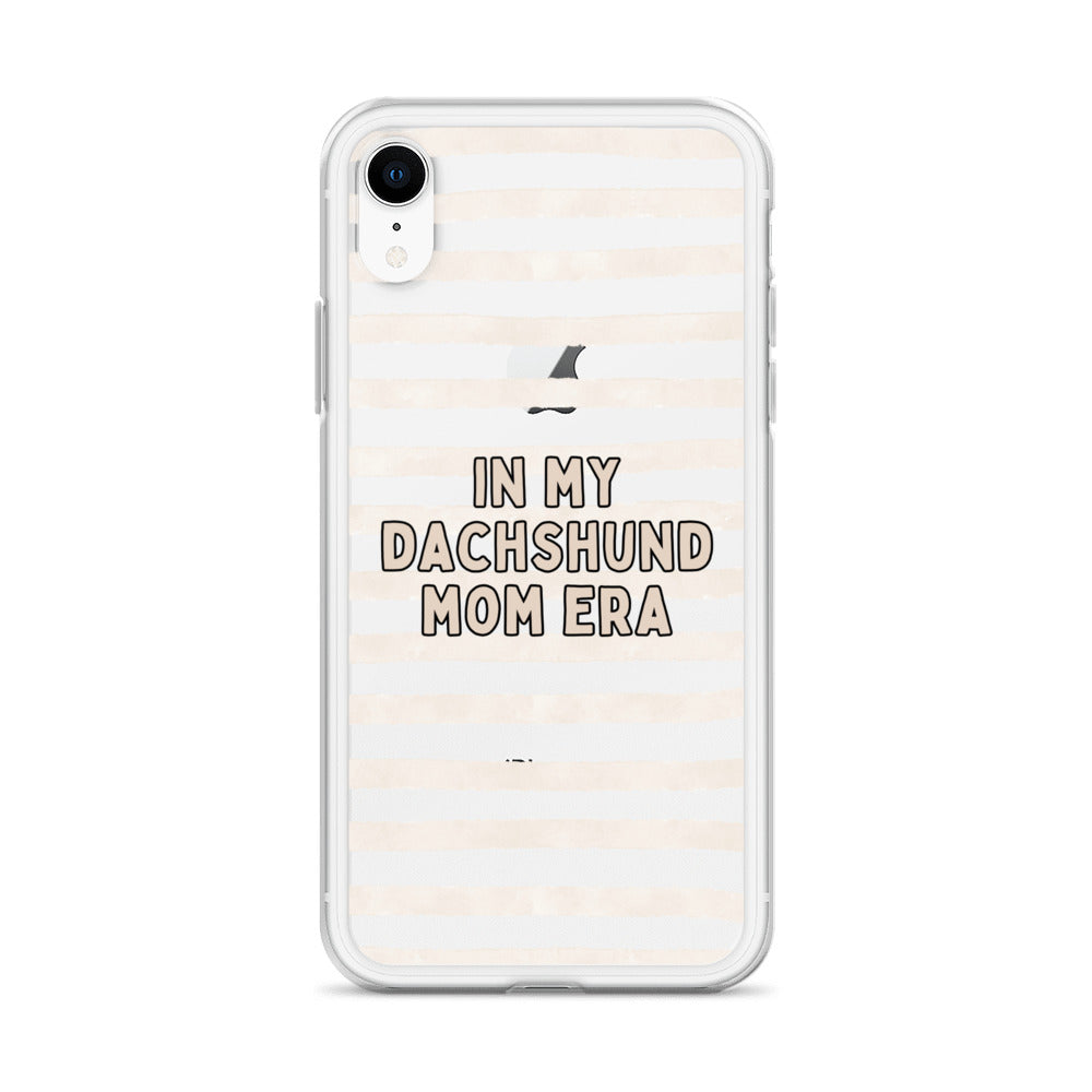 In My Dachshund Mom Striped Beige Clear Case for iPhone®