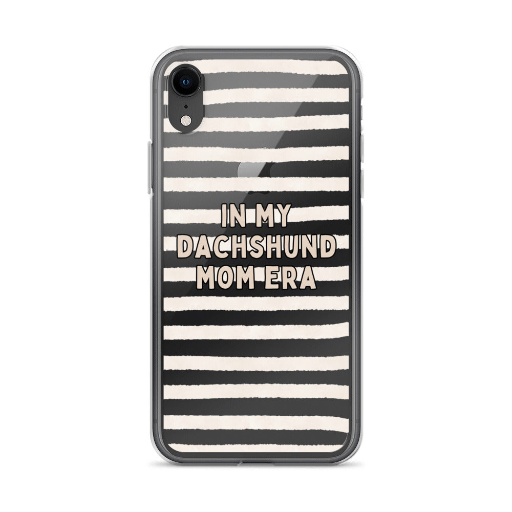 In My Dachshund Mom Striped Beige Clear Case for iPhone®