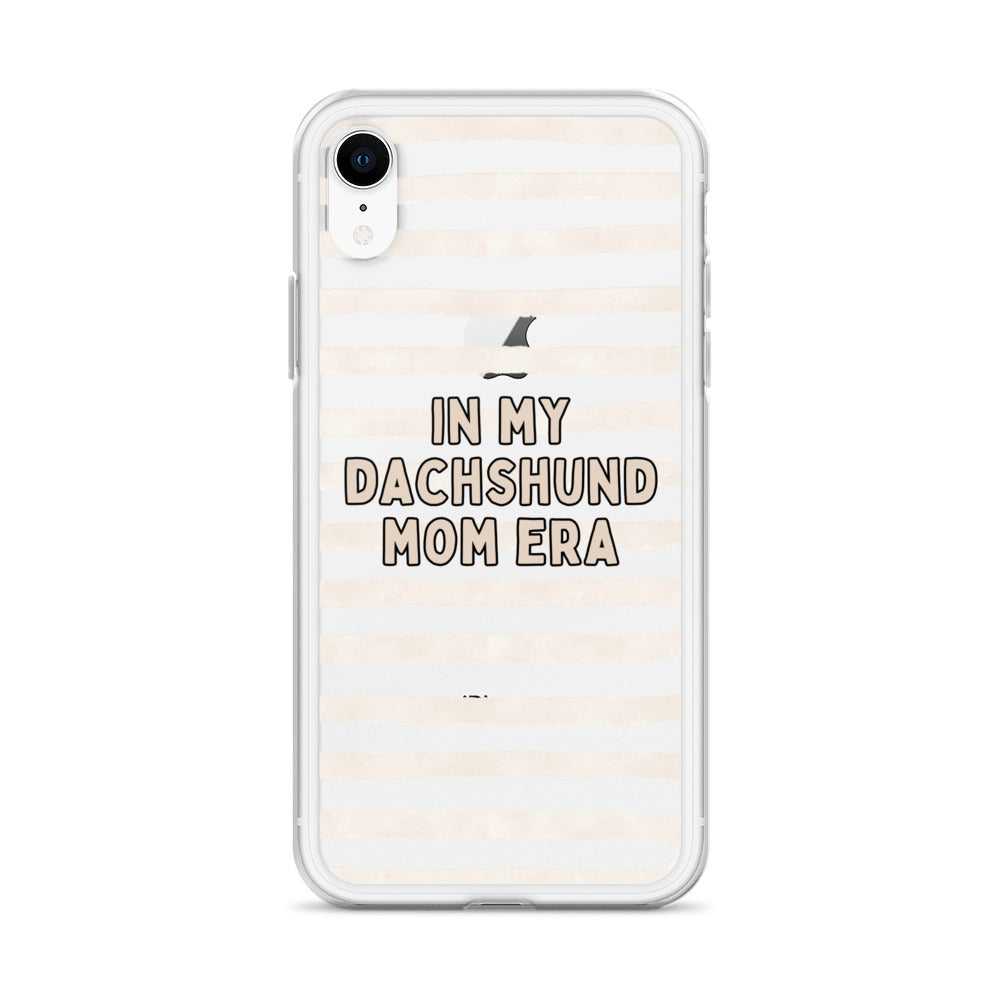 In My Dachshund Mom Striped Beige Clear Case for iPhone®