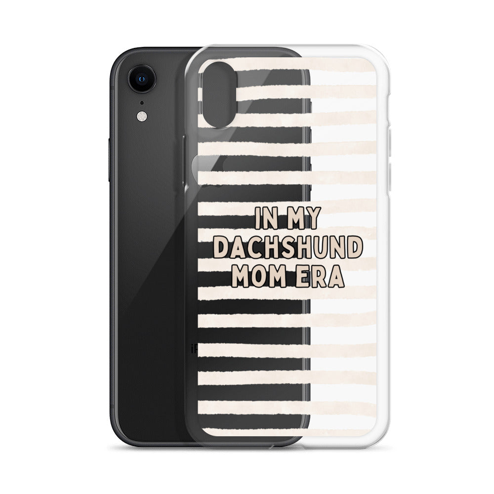 In My Dachshund Mom Striped Beige Clear Case for iPhone®