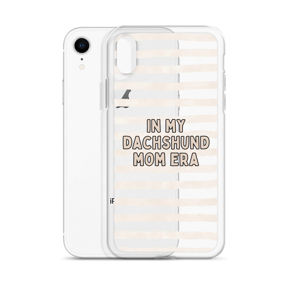 In My Dachshund Mom Striped Beige Clear Case for iPhone®