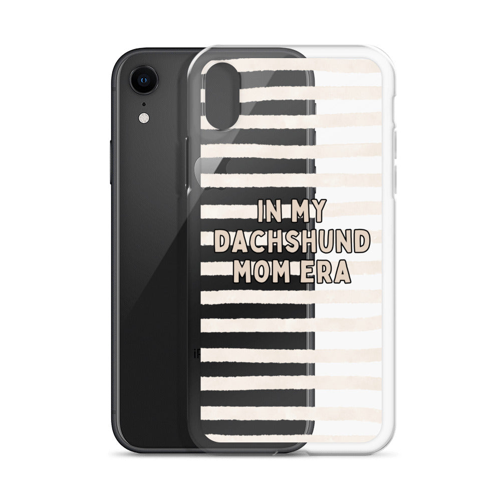 In My Dachshund Mom Striped Beige Clear Case for iPhone®