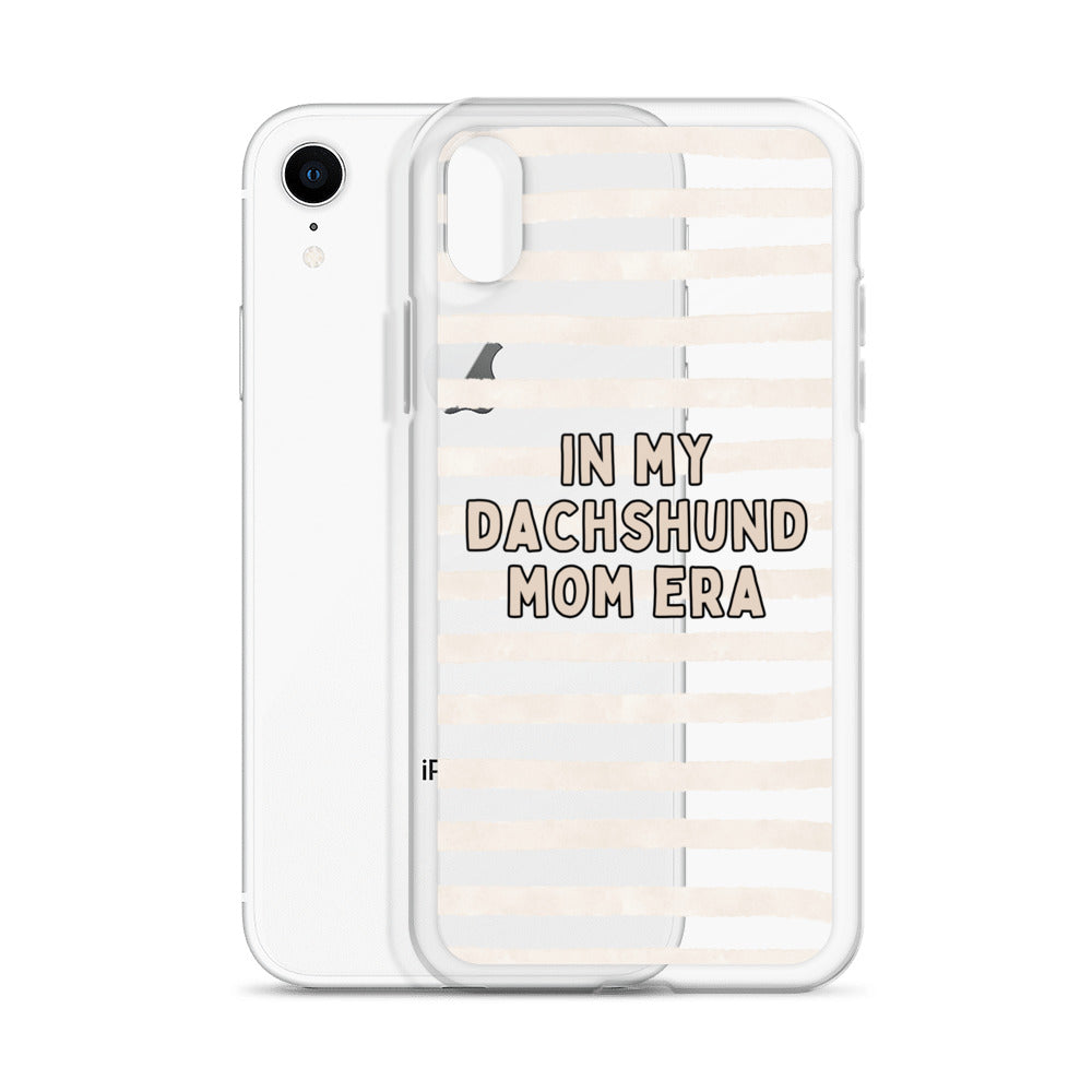 In My Dachshund Mom Striped Beige Clear Case for iPhone®