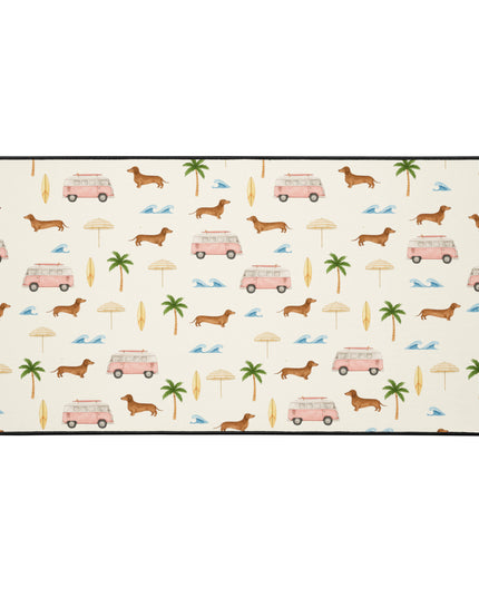 Extra-large coastal dachshund desk mat for gaming or work, 16x32 inch
