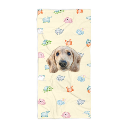 Under The Sea Animal Pawty Custom Beach Towel