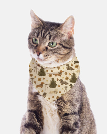 Tie On Dog Bandana - Rustic Dachshund Christmas Coquette