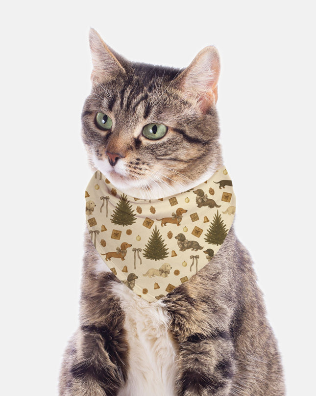 Tie On Dog Bandana - Rustic Dachshund Christmas Coquette