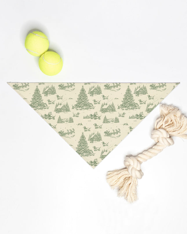 Tie On Dog Bandana - Christman Dachshund Toile
