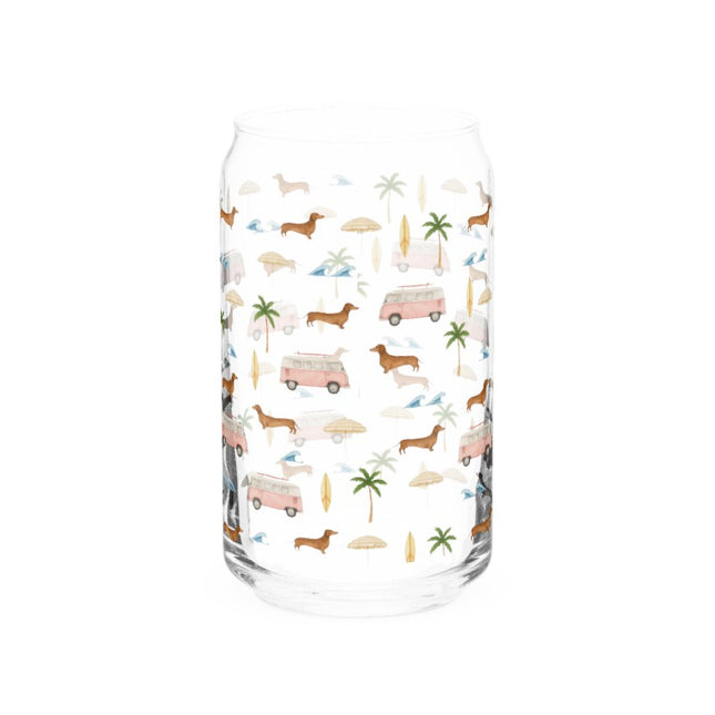 16 oz Can-Shaped Glass - Beach Cruisin' Wiener Dogs
