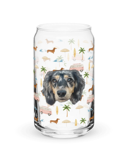 16 oz Can-Shaped Glass - Beach Cruisin' Wiener Dogs