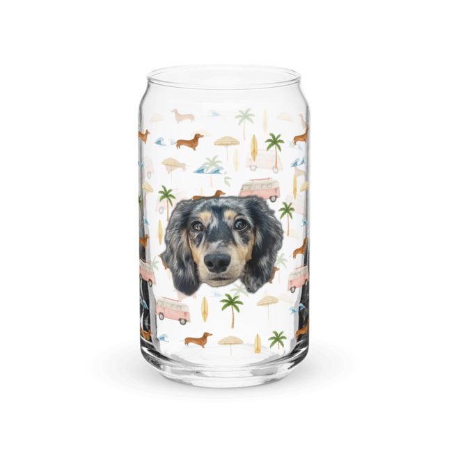 16 oz Can-Shaped Glass - Beach Cruisin' Wiener Dogs