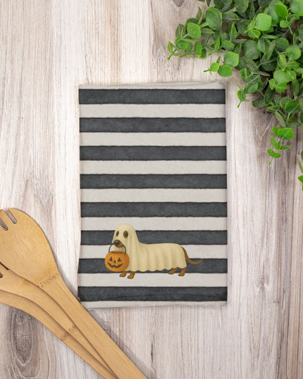Hostess Towel - Spooky Striped Sausage Dog