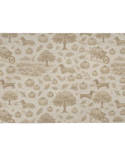 Fall dachshund feeding mat with sausage dogs in pumpkin patch, farmhouse style autumn dog gift
