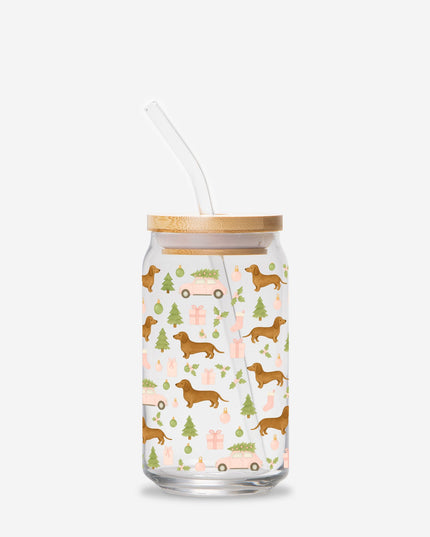 Can Shaped Glass  - Rustic Christmas Wiener Wonderland