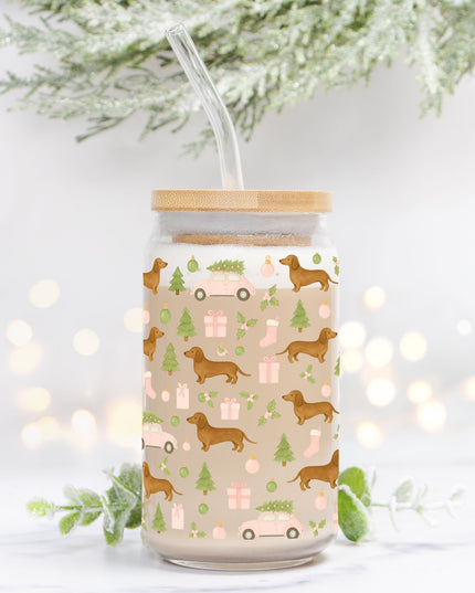 Can Shaped Glass  - Rustic Christmas Wiener Wonderland