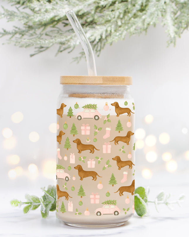 Can Shaped Glass  - Rustic Christmas Wiener Wonderland