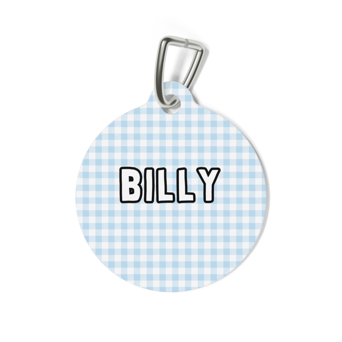 Gingham Custom Round Metal Pet Tag