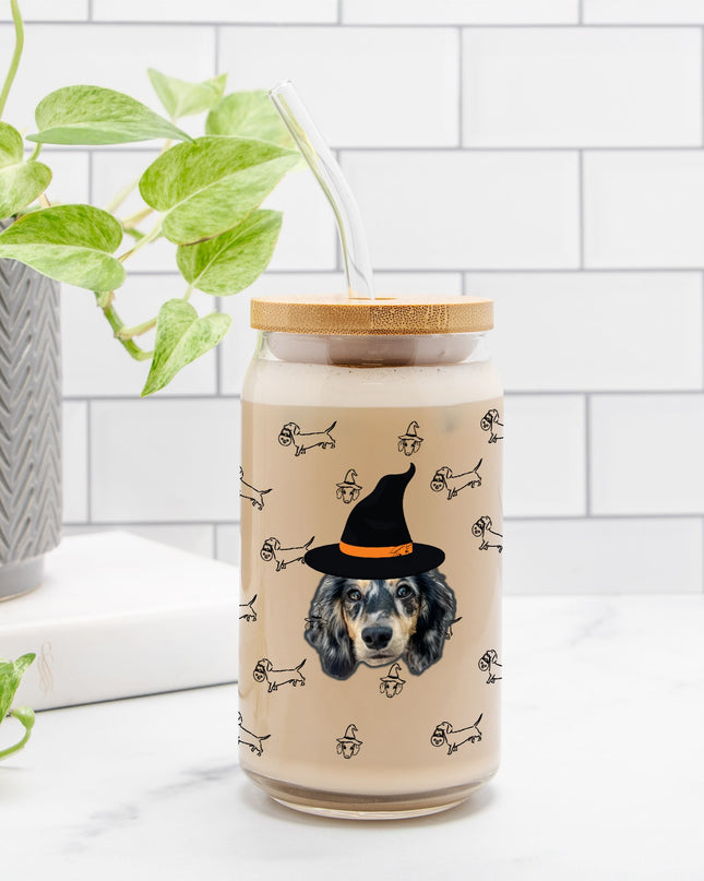 Dachshund Stroll Halloween Edition Custom Can-Shaped Glass