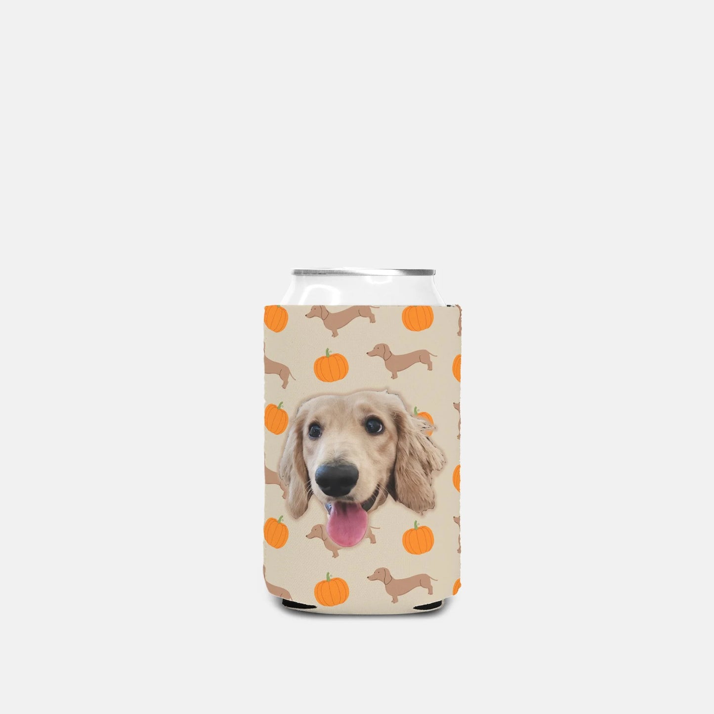 Pumpkins & Pups Custom Can Cooler Koozie