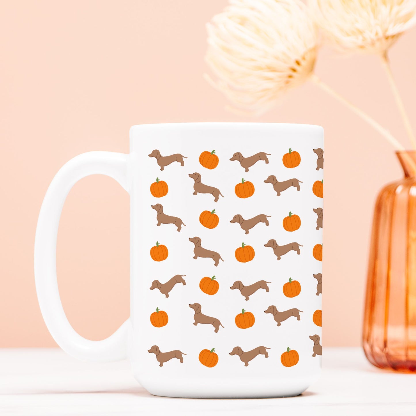 Pumpkins & Pups Custom White Glossy Coffee Mug