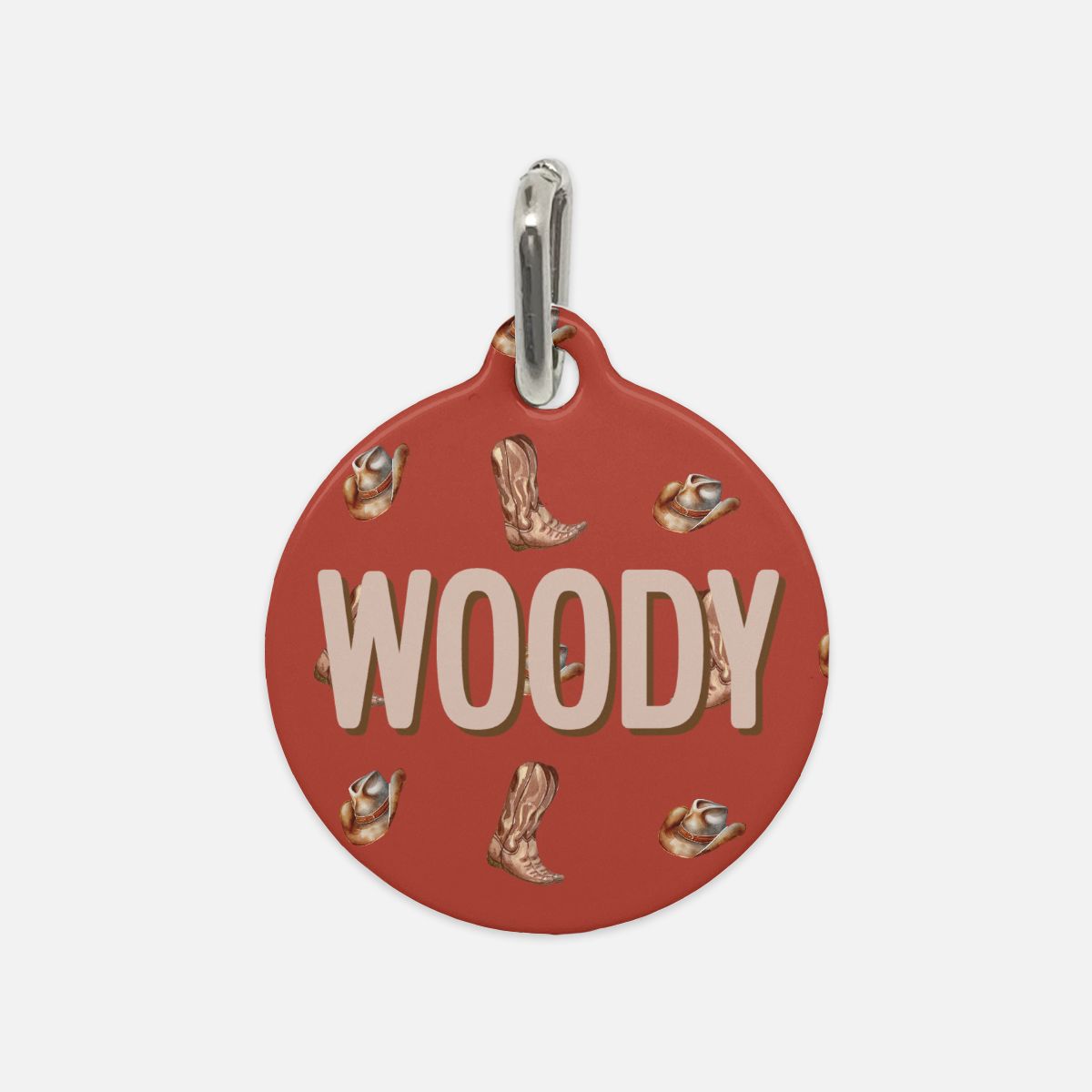 Western Woof Round Custom Metal Pet Tag