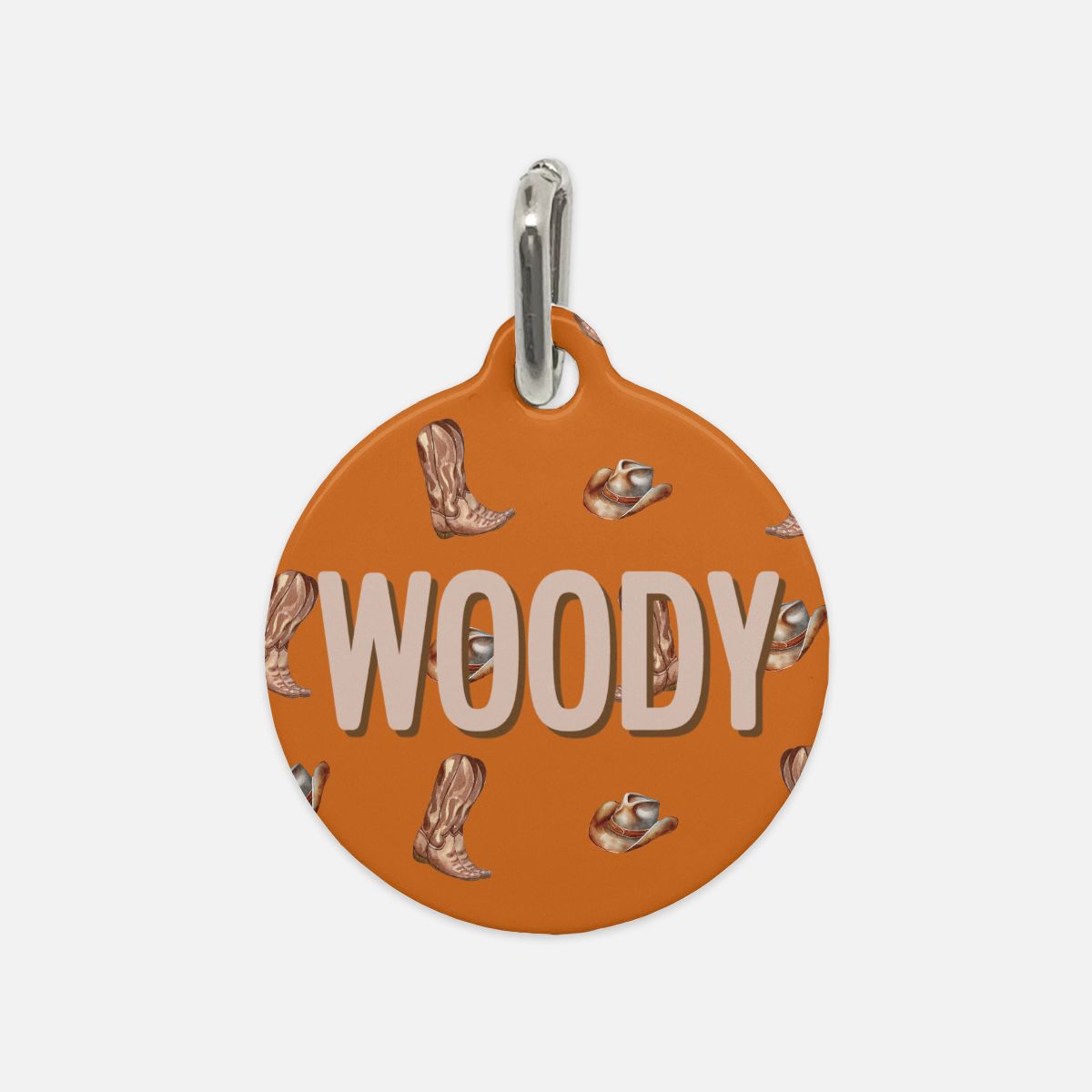 Western Woof Round Custom Metal Pet Tag