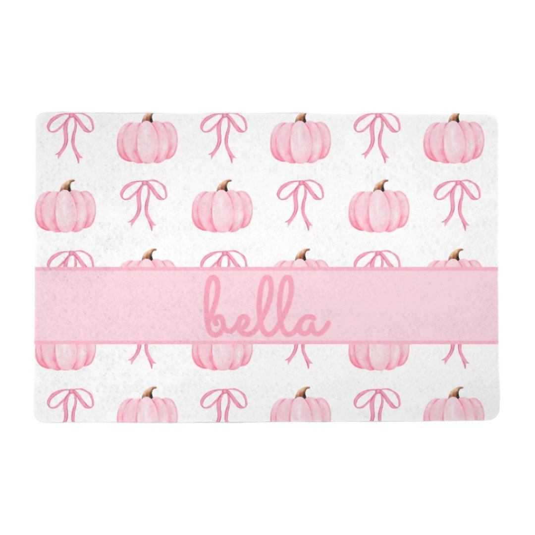 Pink Pumpkin Coquette Pet Food Mat (12x18)