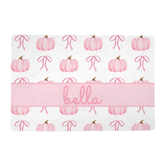 Pink Pumpkin Coquette Pet Food Mat (12x18)