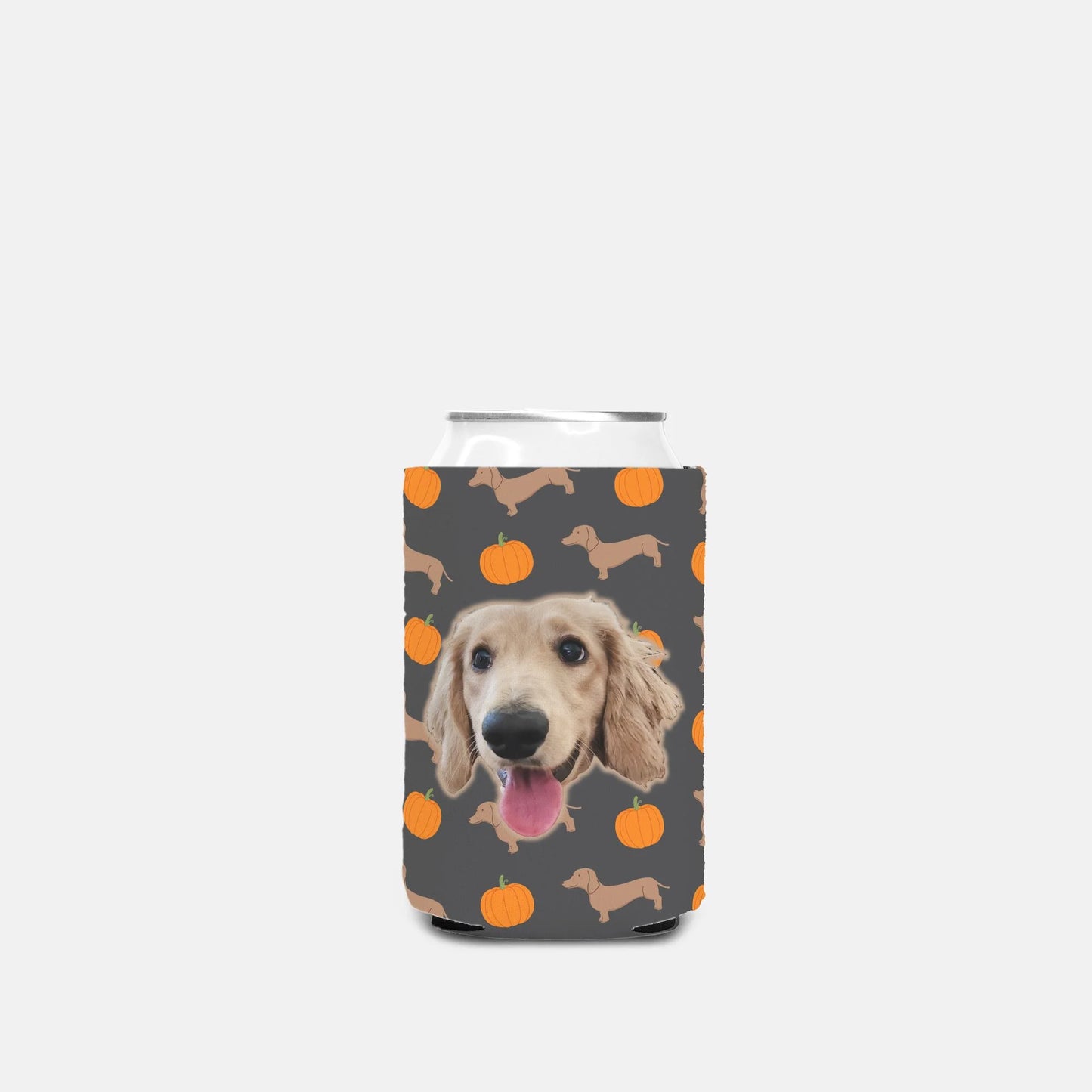 Pumpkins & Pups Custom Can Cooler Koozie