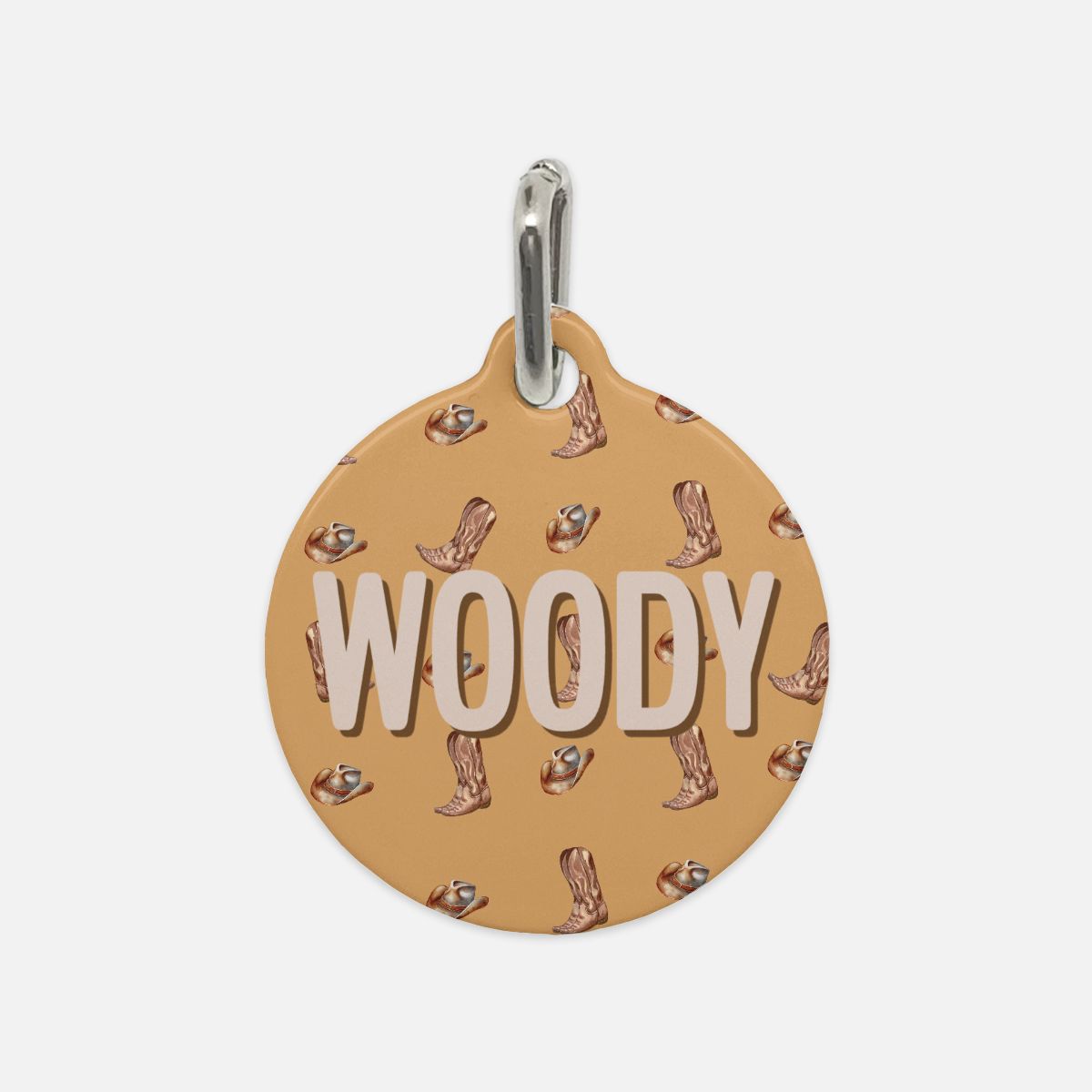 Western Woof Round Custom Metal Pet Tag