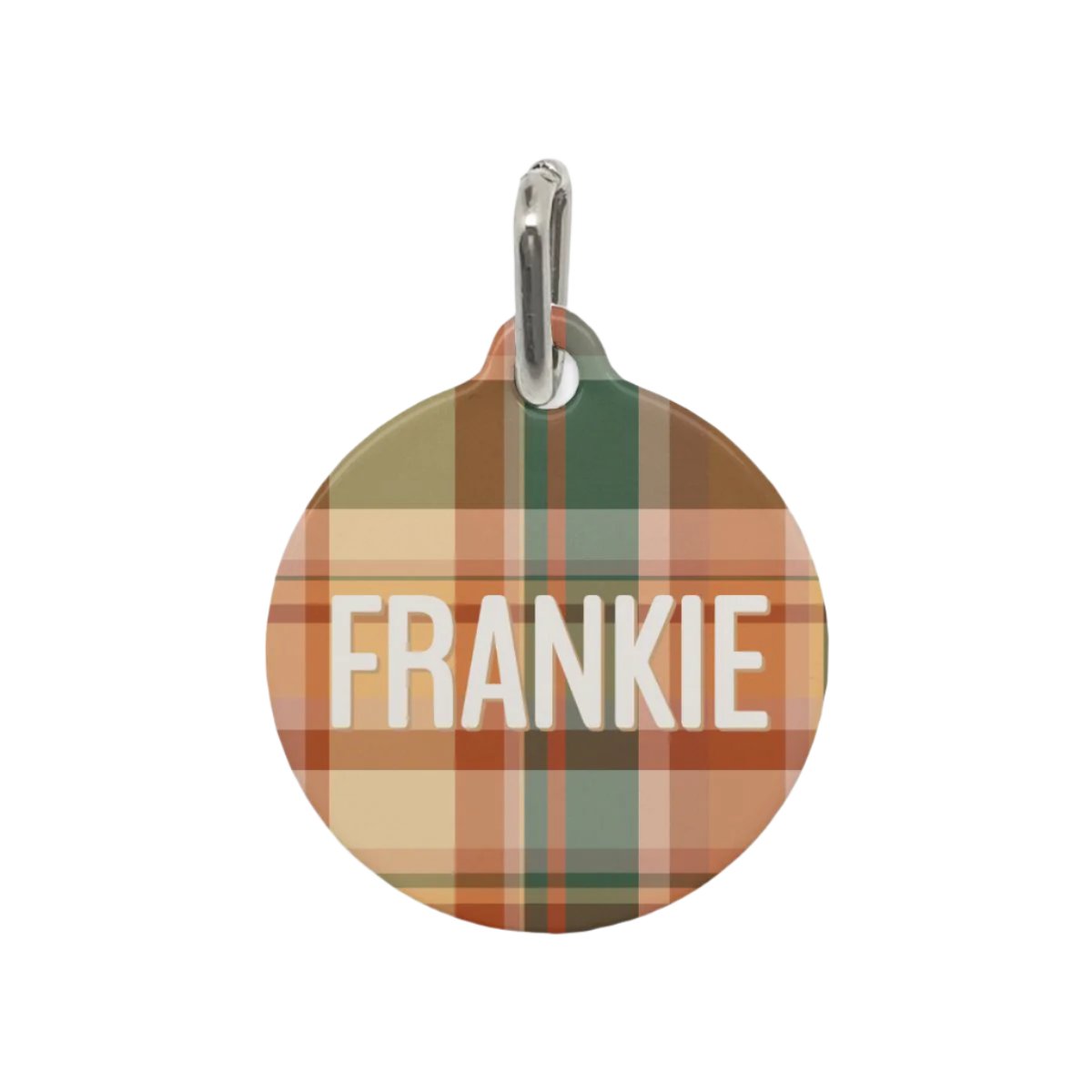 Warm Plaid Round Custom Metal Pet Tag