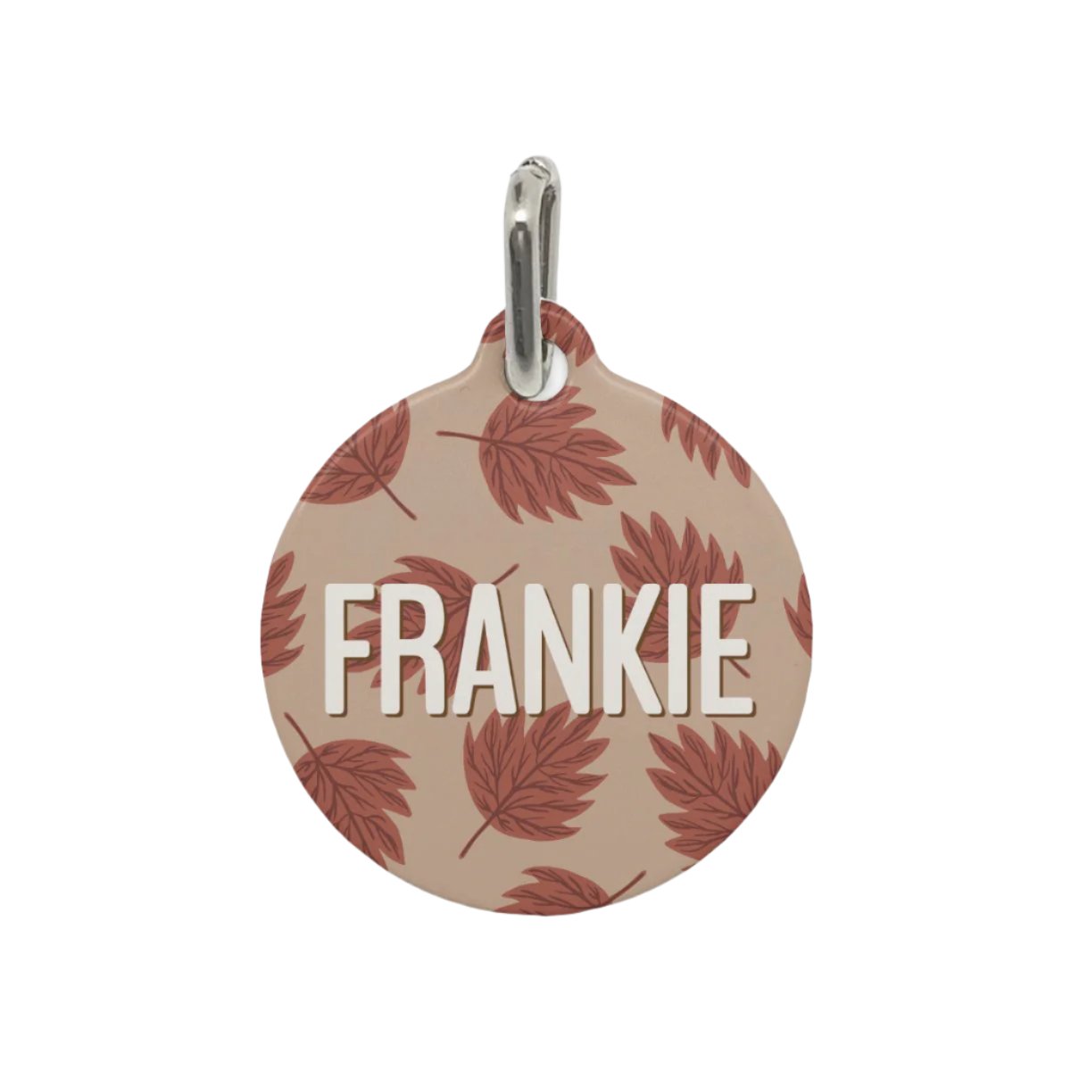 Leafy Tails Round Custom Metal Pet Tag