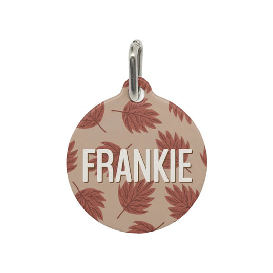 Leafy Tails Round Custom Metal Pet Tag