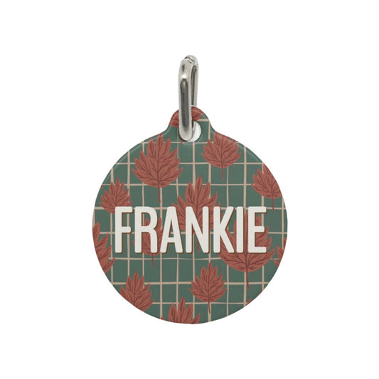 Leafy Tails II Round Custom Metal Pet Tag