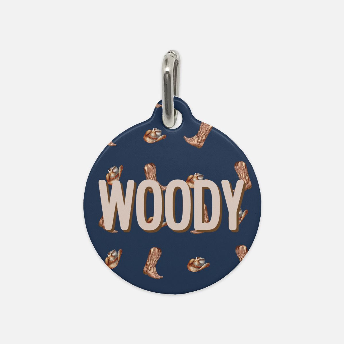 Western Woof Round Custom Metal Pet Tag