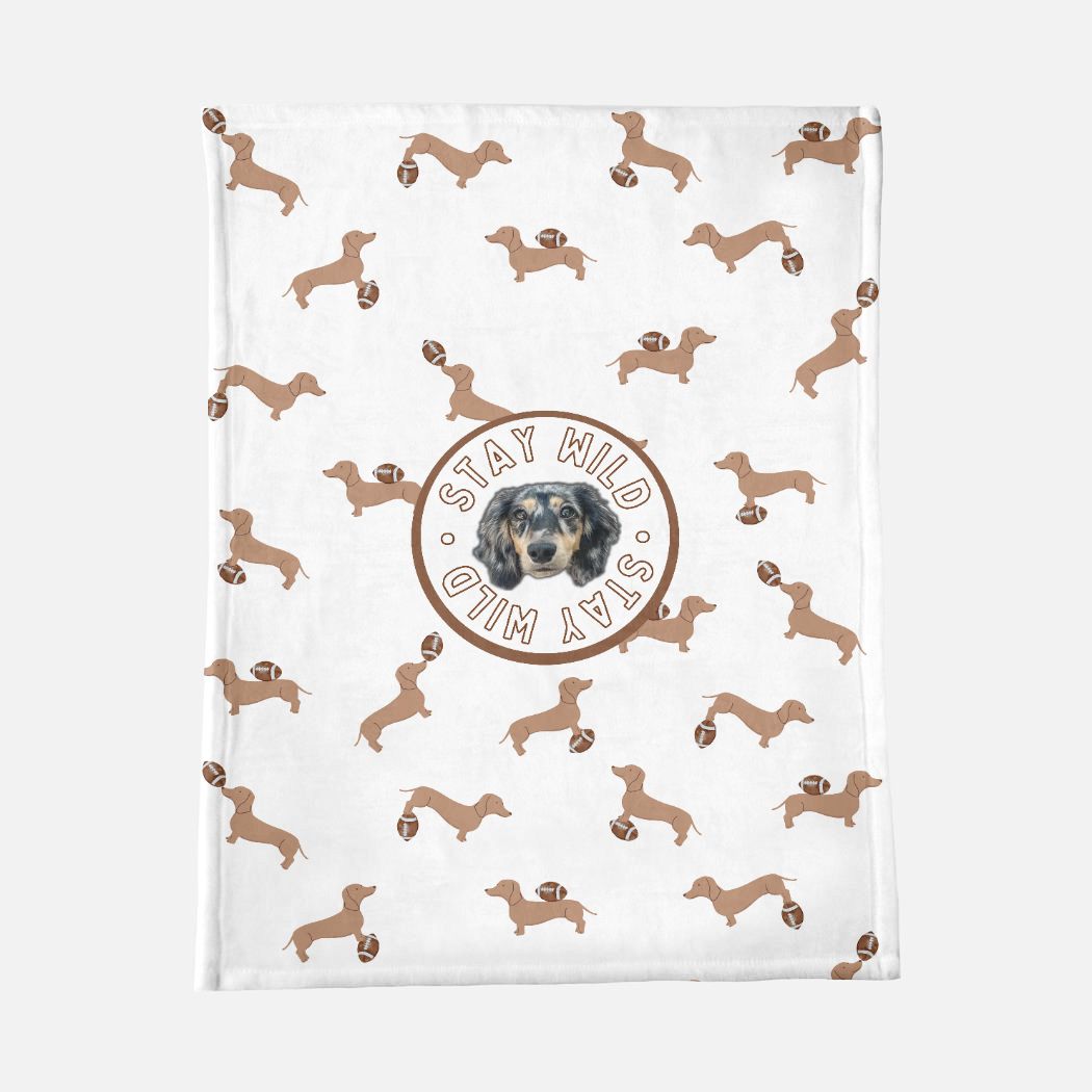 Custom Minky Soft Doxie Footballer Blanket